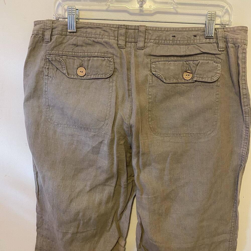 Y2K Banana Republic Women Pants WideLeg Sz 12 DarkGrey 100% Organic Linen Casual - Picture 8 of 11